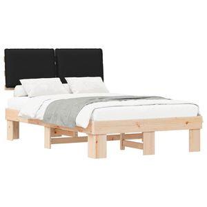 vidaXL Cadru de pat cu tăblie tapițată cu headboard Negru 120 x 190 cm