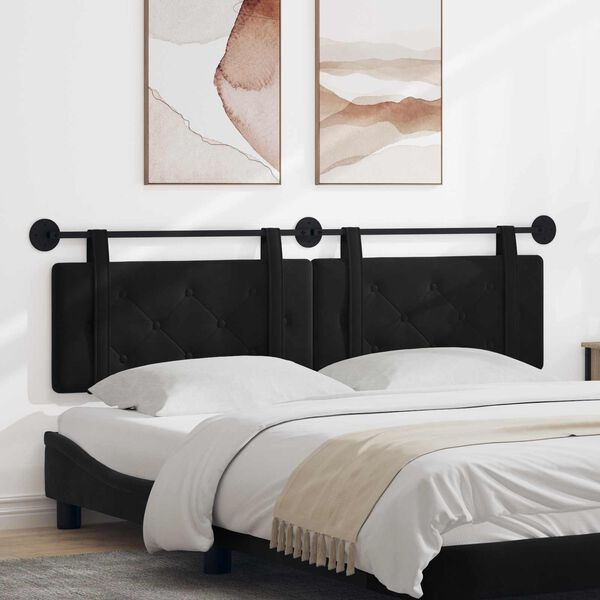 vidaXL Cap de pat suspendat Pe perete Negru 170 x 55 x 5 cm Catifea