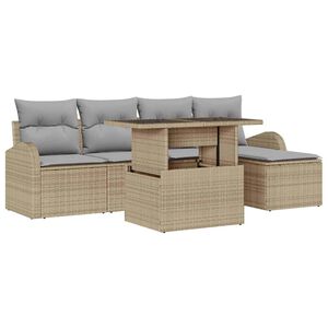 vidaXL Set de canapele pentru grădină cu pernă 6 pcs Bej Rattan poli