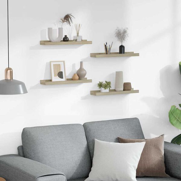 vidaXL Rafturi de perete, 4 buc., stejar sonoma, 40x9x3 cm