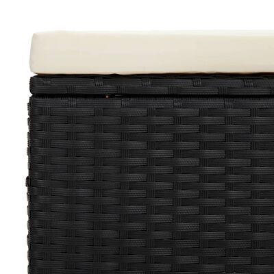 vidaXL Taburet banchetă cu pernă, negru, 110x30x40 cm, poliratan