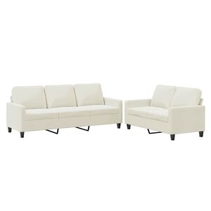vidaXL Set de canapele cu perne, 2 piese, crem, catifea
