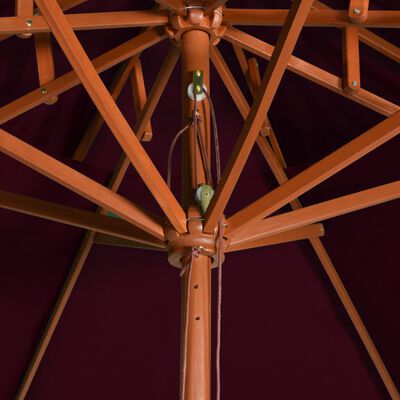vidaXL Umbrelă de soare dublă, stâlp din lemn, roșu bordo, 270 cm