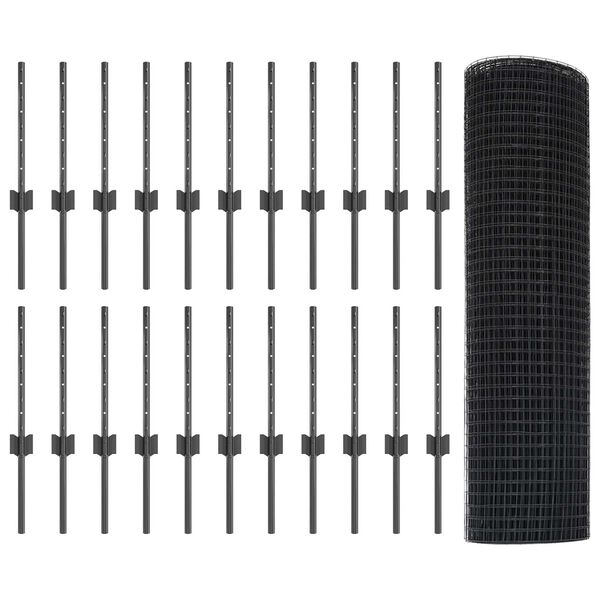 vidaXL Gard cu St&acirc;lp Gri 0,4 x 50 m Oțel și PVC