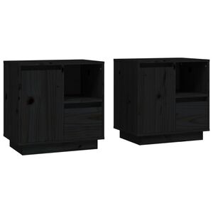 vidaXL Noptiere, 2 buc., negru, 50x34x50 cm, lemn masiv de pin