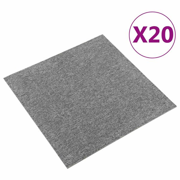 vidaXL Covor 20 pcs Gri 50 x 50 cm 100% polipropilenă