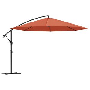 vidaXL Umbrelă &icirc;n consolă cu st&acirc;lp din aluminiu, 350 cm, cărămiziu