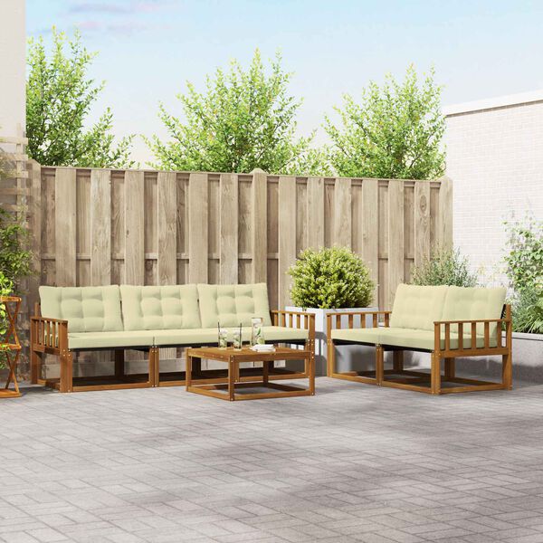 vidaXL Set de canapele de exterior cu pernă 6 pcs Natural și Crem