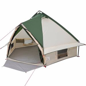 vidaXL Cort Teepee pentru 4 Persoane Verde și gri 388 x 320 x 169 cm