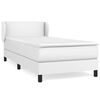 vidaXL Pat box spring cu saltea, alb, 100x200 cm, piele ecologică