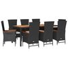 vidaXL Set mobilier de grădină cu perne, 9 piese, negru, poliratan