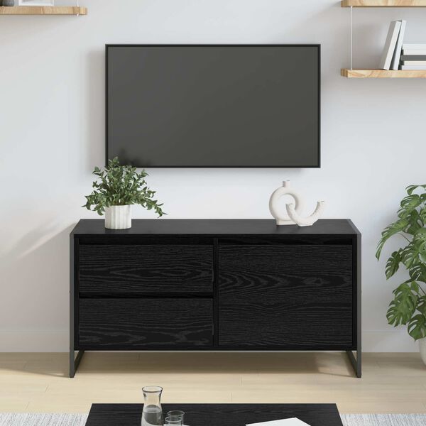 vidaXL Cabinet TV Stejar Negru 100 x 36 x 49.5 cm Lemn compozit