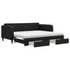 vidaXL Pat de zi cu extensie și sertare, negru, 90x190cm, textil