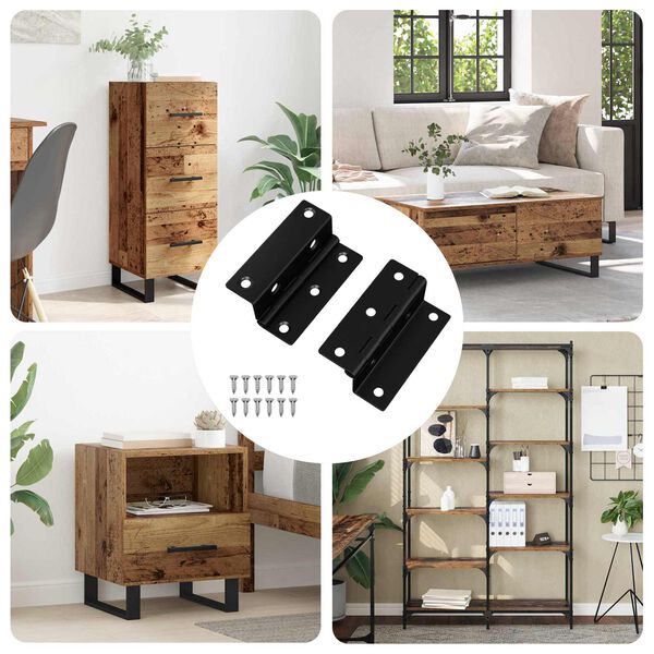 vidaXL Hinge 2 pcs Negru 38 x 17 x 60 mm Fier