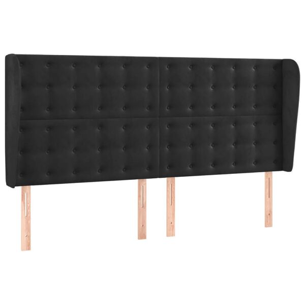 vidaXL Tăblie de pat cu aripioare, negru, 203x23x118/128 cm, catifea