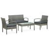vidaXL Set mobilier de grădină cu perne, 4 piese, gri, poliratan