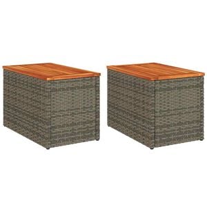 vidaXL Mese laterale de grădină 2 buc. gri 55x34x37cm lemn/poliratan