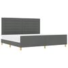 vidaXL Cadru de pat cu headboard Gri &icirc;nchis 200 x 200 cm țesătură