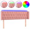 vidaXL Tăblie de pat cu LED, roz, 147x16x78/88 cm, catifea