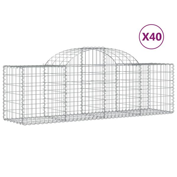 vidaXL Coșuri gabion arcuite 40 buc, 200x50x60/80 cm, fier galvanizat