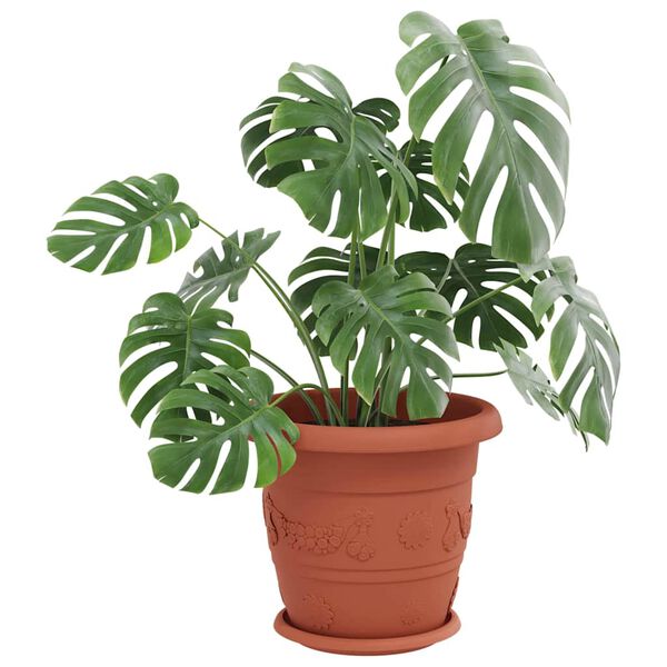 vidaXL Tavă rotundă pentru flori 24 pcs Roșu cărămidă &Oslash; 23,5 x 2,5 cm