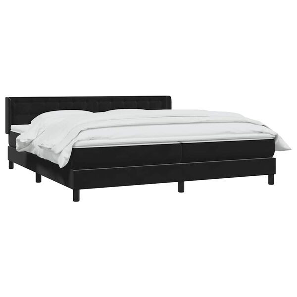 vidaXL Pat box spring cu saltea, negru, 180x210 cm, catifea