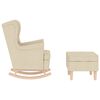 vidaXL Scaun balansoar cu taburet, crem, material textil
