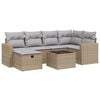 vidaXL Set canapele de grădină, 7 piese, cu perne, bej, poliratan