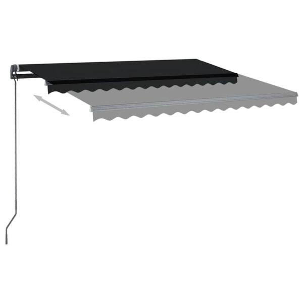 vidaXL Copertină retractabilă manual cu st&acirc;lpi, antracit, 3x2,5 m
