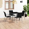 vidaXL Set mobilier de exterior, 5 piese, negru, oțel