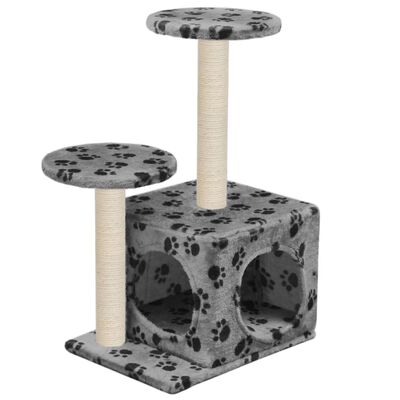 vidaXL Ansamblu pisici turnuri de sisal gri 60 cm imprimeu cu lăbuțe