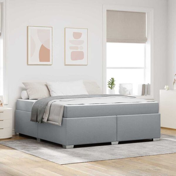 vidaXL Cadru de pat cu saltea Gri deschis 180 x 200 cm țesătură