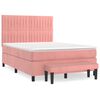vidaXL Pat box spring cu saltea, roz, 140x200 cm, catifea
