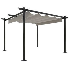 vidaXL Pavilion grădină, acoperiș retractabil, crem, 3x3 m