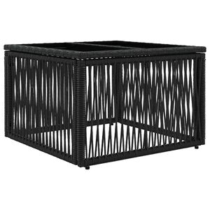 vidaXL Masă de Grădină Negru 55 x 55 x 37 cm Ratan PE și sticlă