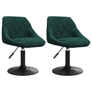 vidaXL Scaune de bucătărie pivotante, 2 buc., verde &icirc;nchis, catifea