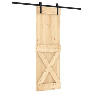 vidaXL Ușă glisantă Natural și Negru 70 x 210 cm Lemn de Pin Solid