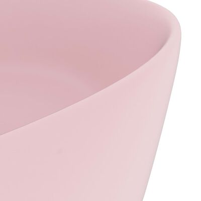 vidaXL Chiuvetă de baie lux, roz mat, 40x15 cm, ceramică, rotund