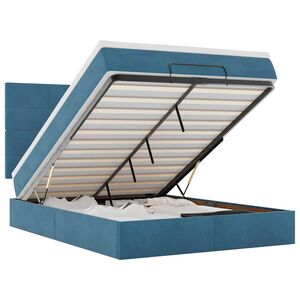 vidaXL Cadru pat otoman cu saltele Albastru &icirc;nchis 140x190cm catifea