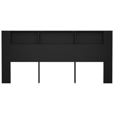 vidaXL Tăblie de pat cu dulap, negru, 220x18,5x104,5 cm