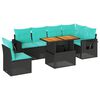 vidaXL Set canapele de grădină cu perne, 7 piese, negru, poliratan
