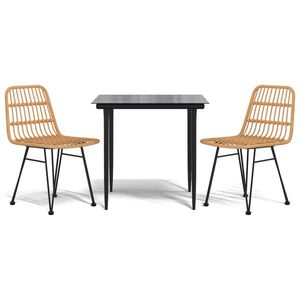vidaXL Set mobilier de grădină, 3 piese, poliratan