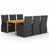 vidaXL Set mobilier de grădină, 7 piese, negru