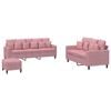 vidaXL Set de canapele cu perne, 3 piese, roz, catifea