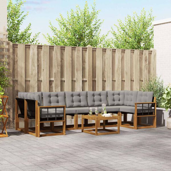 vidaXL Set de canapele de exterior 8 pcs Gri natural și deschis