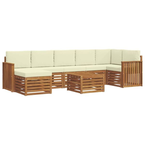 vidaXL Set canapea sectională cu pernă 8 pcs Natural și Crem