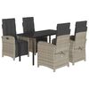 vidaXL Set mobilier de grădină cu perne, 5 piese gri deschis poliratan