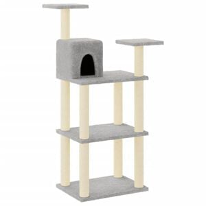 vidaXL Ansamblu pisici, st&acirc;lpi din funie sisal, gri deschis, 118,5 cm