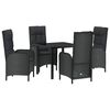 vidaXL Set de masă pentru grădină cu pernă 5 pcs Negru poliratan