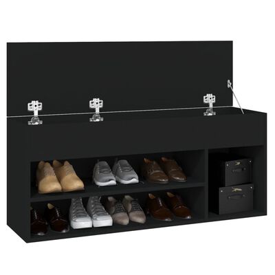 vidaXL Banchetă pantofar, negru, 105x30x45 cm, PAL